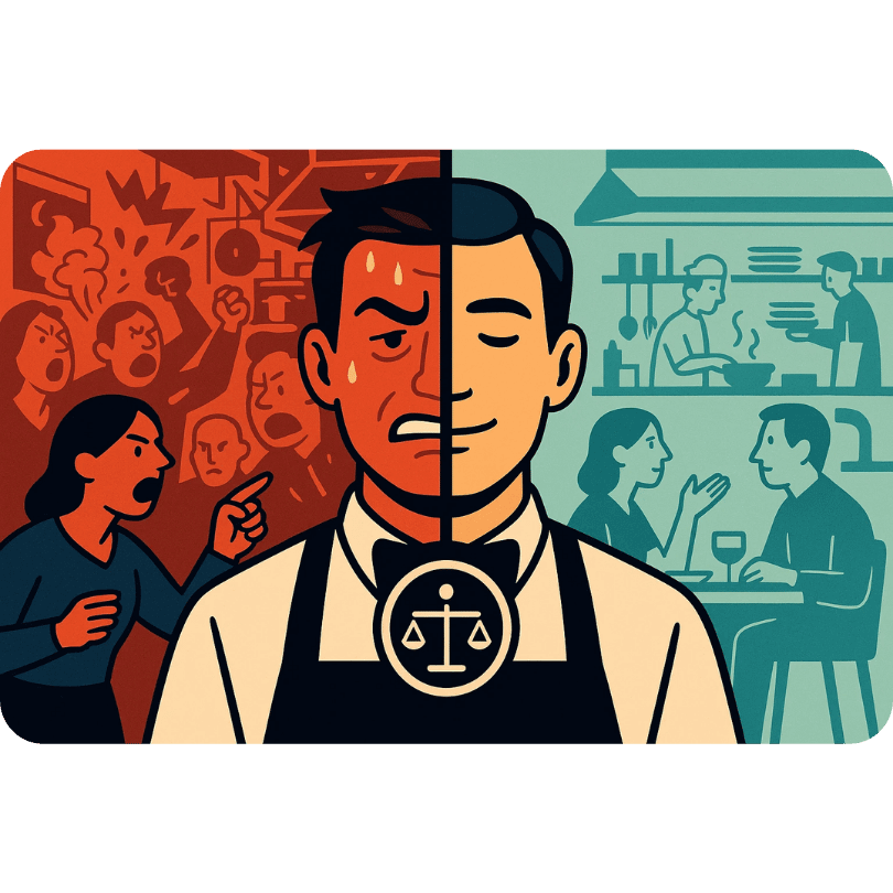 Equilíbrio emocional em restaurante